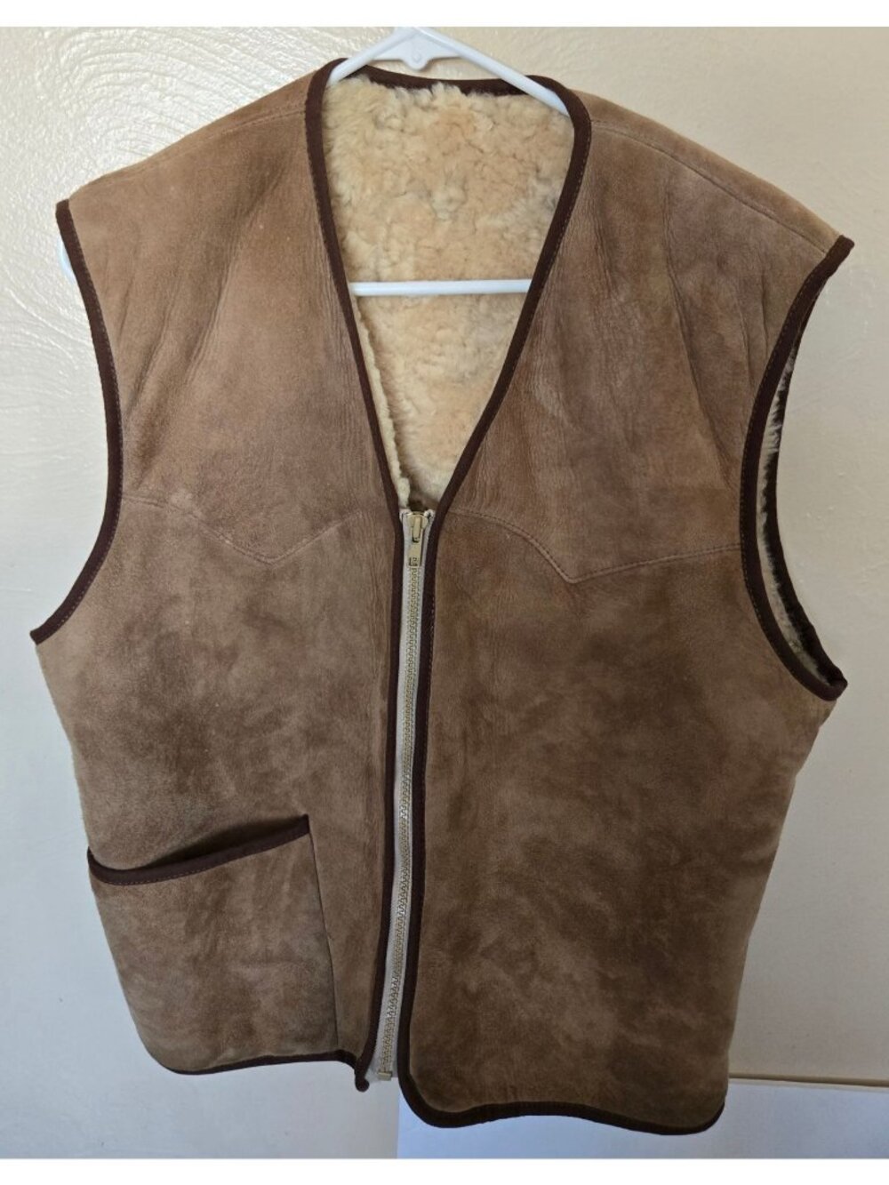Knights Tailors Limited Vintage Suede Vest With Pure Wool Sherpa Lining Size 40